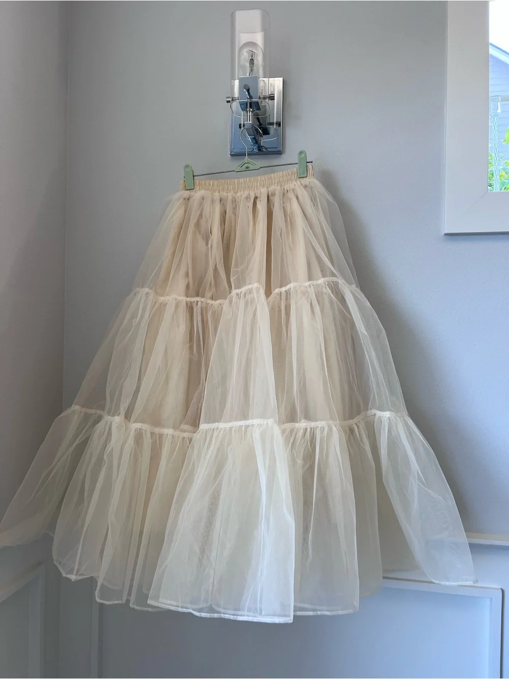 Grace Karin Cream Tiered Tulle A-Line Skirt